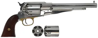 1858 Remington New Model Army Revolver,
.44 caliber, 8" barrel, 
percussion, stainless steel frame, walnut grips,
extra cylinder, used, by Pietta 1858 Remington New Model Army Revolver,
.44 caliber, 8" barrel, 
percussion, stainless steel frame, walnut grips,
extra cylinder, used, by Pietta